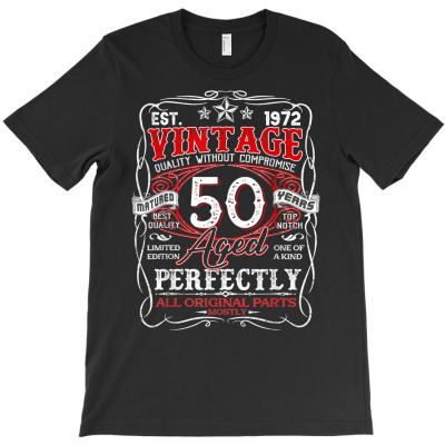 Vintage Retro Est 1972 50th Birthday 50 Years Old Gifts T Shirt T-shirt Designed By Annamarie Mueller