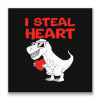 I Steal Hearts Shirt Dinosaur T Rex Valentines Day Metal Print Square | Artistshot