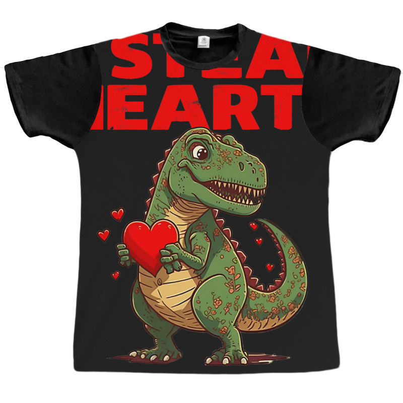 I Steal Hearts Trex Cute Valentines Day Boys Girls Graphic T-shirt | Artistshot