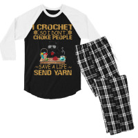 I Crochet So I Dont Choke People Cutie Cat Yarn Co Men's 3/4 Sleeve Pajama Set | Artistshot