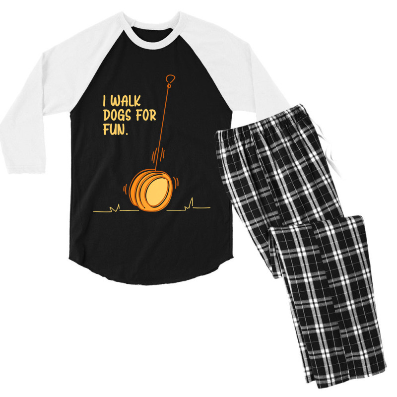 I Walk Dogs For Fun Circular Object Yoyo Toy Men's 3/4 Sleeve Pajama Set | Artistshot