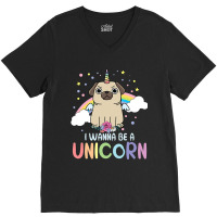 I Wanna Be A Unicorn Rainbow Puppy Magic V-neck Tee | Artistshot