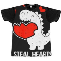 I Steal Hearts Valentines Day Cool T Rex Dinosaur  Graphic T-shirt | Artistshot