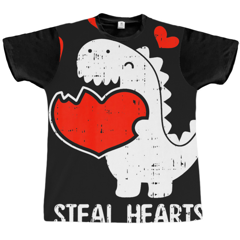 I Steal Hearts Valentines Day Cool T Rex Dinosaur  Graphic T-shirt | Artistshot