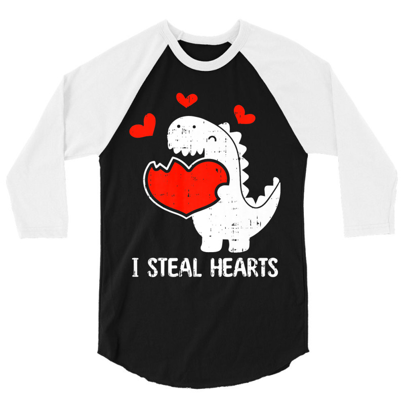 I Steal Hearts Valentines Day Cool T Rex Dinosaur  3/4 Sleeve Shirt | Artistshot