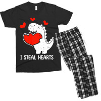 I Steal Hearts Valentines Day Cool T Rex Dinosaur  Men's T-shirt Pajama Set | Artistshot