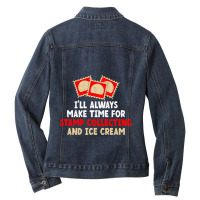 Ill Always Make Time For Stamp Collecting And Ice  Ladies Denim Jacket | Artistshot