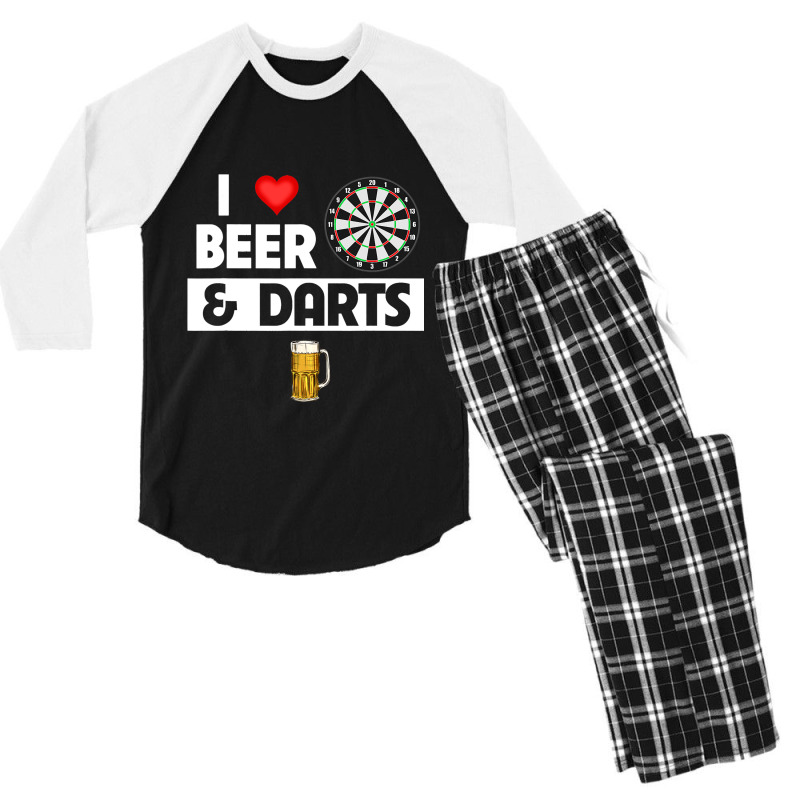 I Love Beer And Darts Board Game Tournament Player Men's 3/4 Sleeve Pajama Set | Artistshot