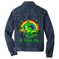 Happy St. Patricks Day Shamrocks Trex With Pot Of  Men Denim Jacket | Artistshot