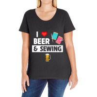 I Love Beer And Sewing Thread And Needle Knitting  Ladies Curvy T-shirt | Artistshot