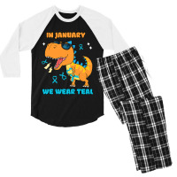 In January We Wear Teal Cervical Cancer Awareness Men's 3/4 Sleeve Pajama Set | Artistshot