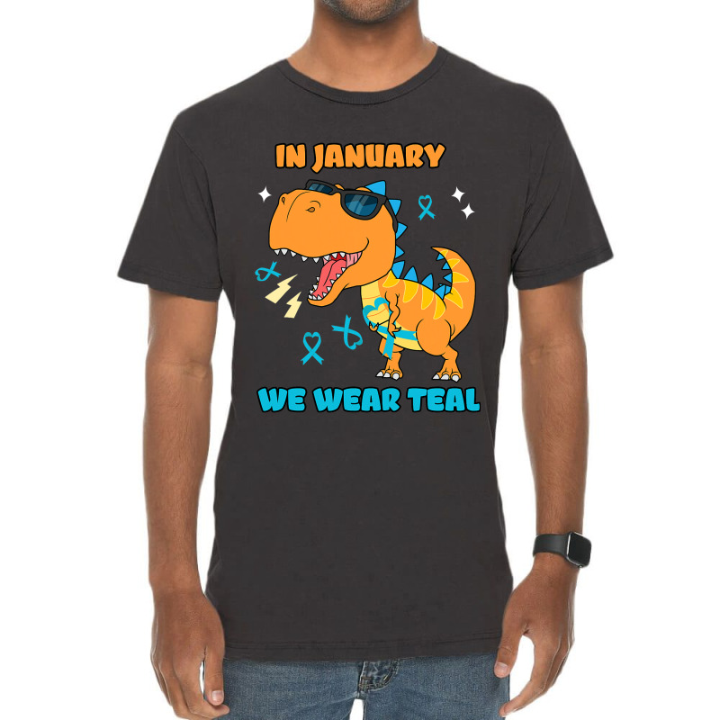 In January We Wear Teal Cervical Cancer Awareness Vintage T-shirt | Artistshot