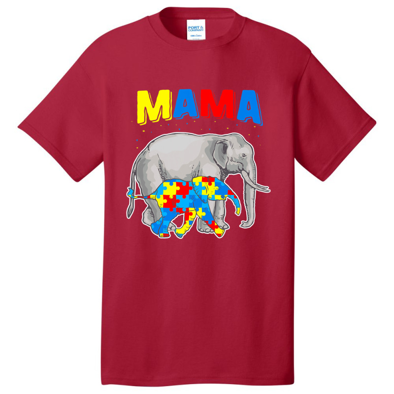 Mama Elephant Autism Awareness Basic T-shirt by Michael	Kilburn | Artistshot