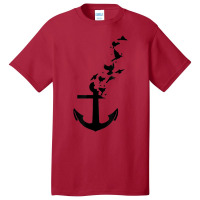 Anchor With Flying Birds   Sea Captain Animal Gift T Shirt Basic T-shirt | Artistshot