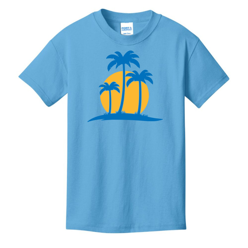 Palm Tree T  Shirt Palm Tree Island With Summer Sun T  Shirt Basic Youth T-shirt by lizardgasp | Artistshot