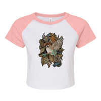 Clockwork Sparrow 1 Raglan Crop Top | Artistshot