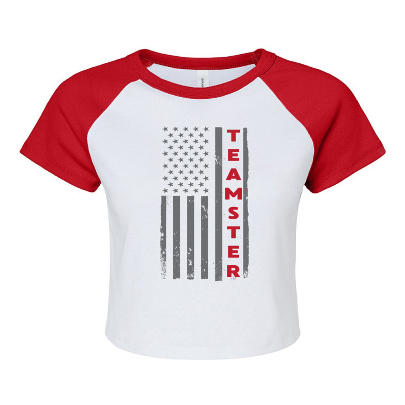 Teamster American Flag Patriotic Truck Driver Us Trucking Pullover Hoo Raglan Crop Top by cm-arts | Artistshot