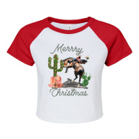 Rodeo Bucking Horse Western Cactus Cowboy Christmas Matching Raglan Crop Top | Artistshot