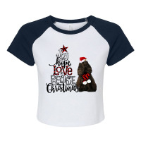 Joy Hope Love Peace Christmas Black American Cocker Spaniel Raglan Crop Top | Artistshot