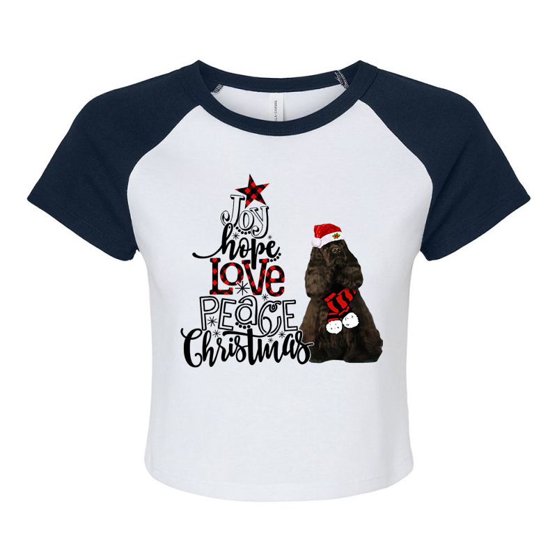 Joy Hope Love Peace Christmas Black American Cocker Spaniel Raglan Crop Top by Chalaun | Artistshot