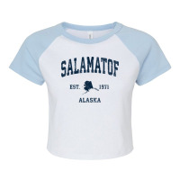 Salamatof Alaska Ak Vintage Athletic Navy Sports Design T Shirt Raglan Crop Top | Artistshot