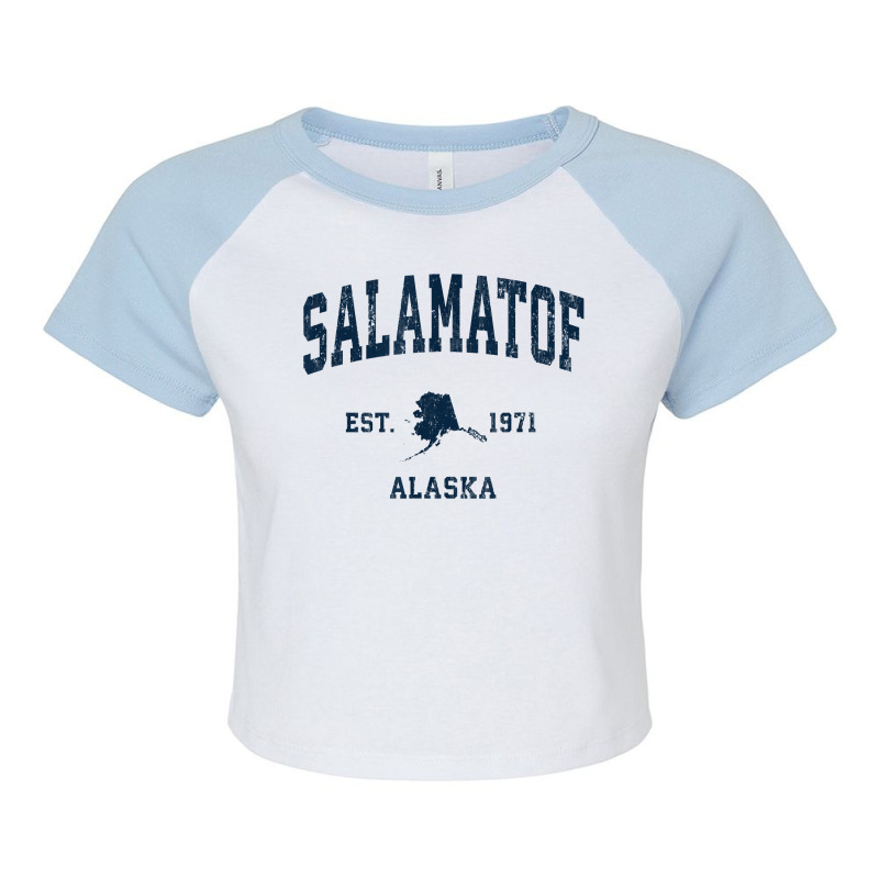 Salamatof Alaska Ak Vintage Athletic Navy Sports Design T Shirt Raglan Crop Top by cm-arts | Artistshot