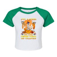 Just A Woman Who Loves Standard Poodle And Halloween Raglan Crop Top | Artistshot