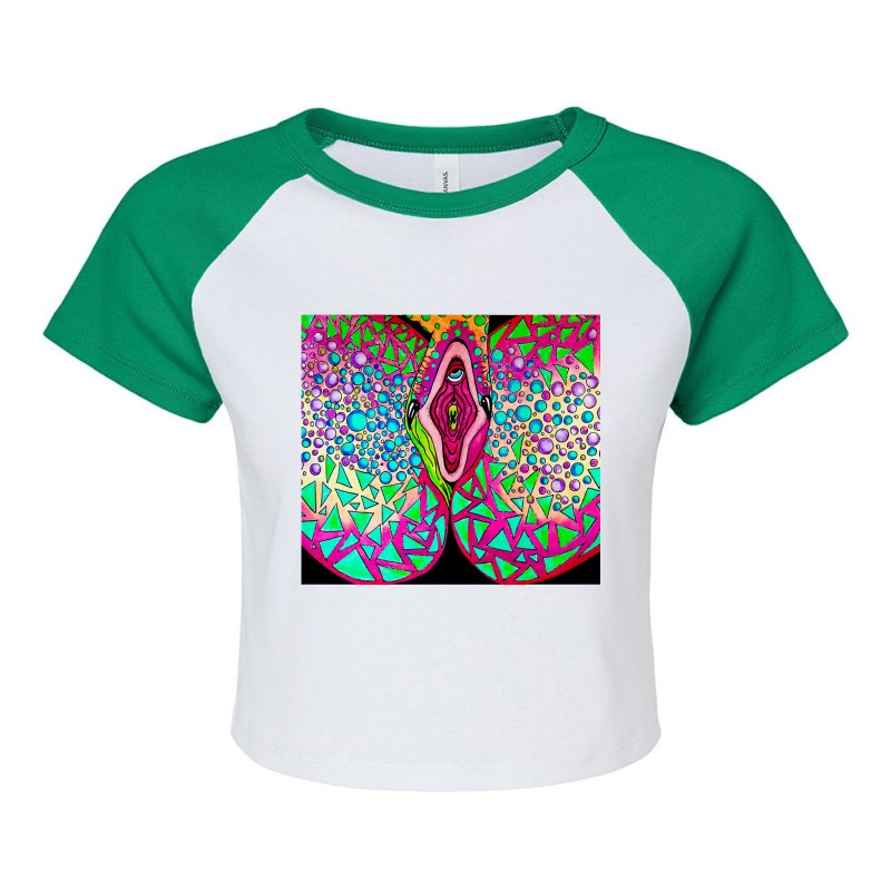 Psychedelic Pussy, Psychedelic Pussy Art, Psychedelic Pussy Vintage, P Raglan Crop Top by SHQINDIO | Artistshot