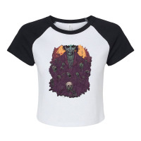 Zombie In Graveyard   Day Of The Dead Sugar Skull Calavera Catrina   P Raglan Crop Top | Artistshot