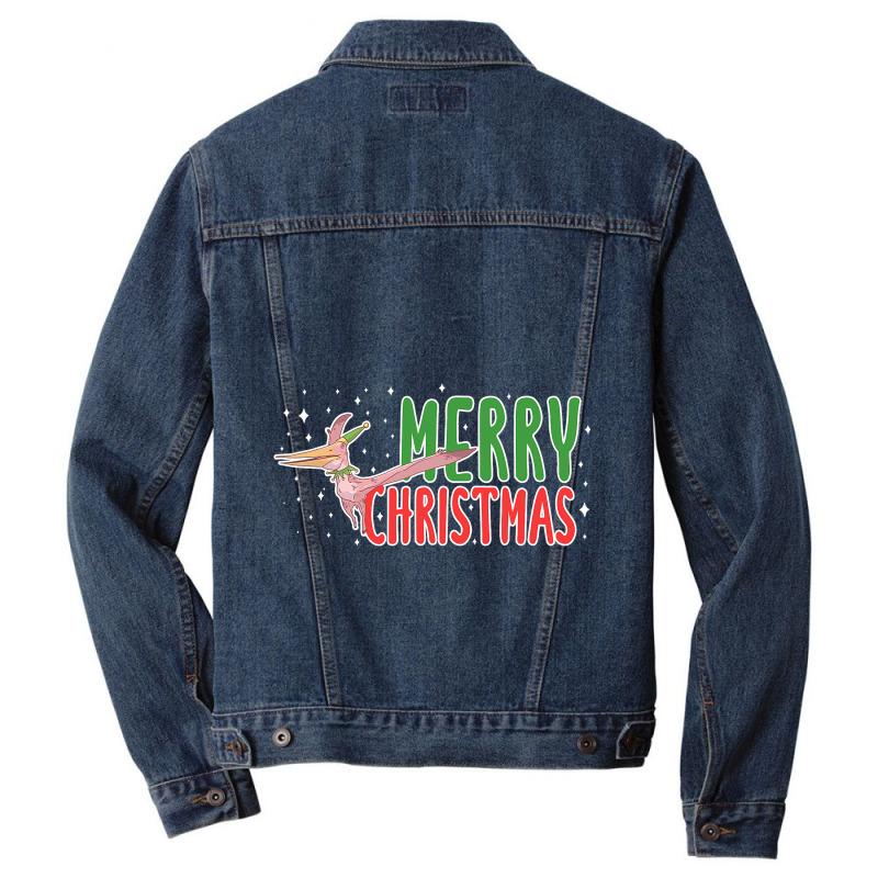 Christmas Pterosaurs Dinosaur Pteranodon Xmas Tree Men Denim Jacket | Artistshot