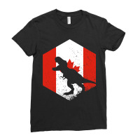 Dinosaur Canada Flag Canadian Maple Leaf Ladies Fitted T-shirt | Artistshot