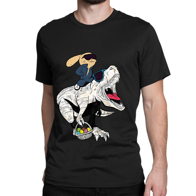 Easter Bunny Riding A Dinosaur Vintage Distressed Classic T-shirt by TONYGYARMATI | Artistshot