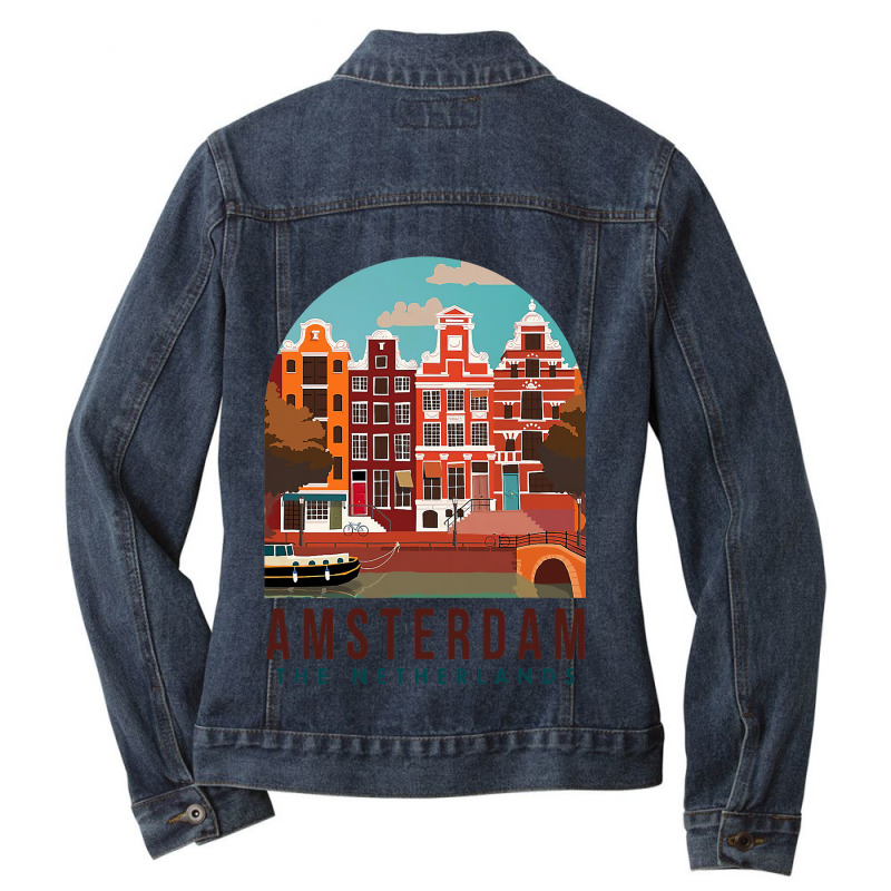 Amsterdam The Netherlands Travel Poster Amsterdam  Ladies Denim Jacket by CRISTIEHUDSON | Artistshot