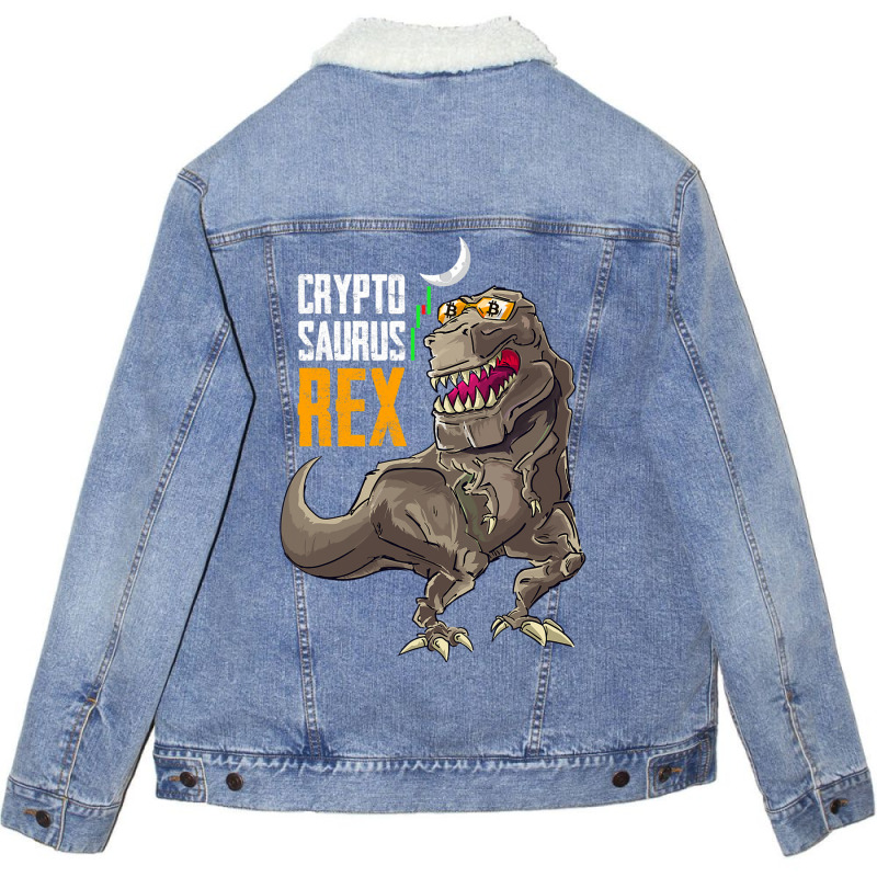 Cryptosaurus Rex Funny Bitcoin Dinosaur Btc Crypto Unisex Sherpa-lined Denim Jacket | Artistshot