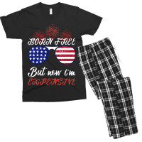 Funny Just Her To Bang Usa Flag Sunglasses Patriot Men's T-shirt Pajama Set | Artistshot