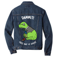 Dinosaur Dino Coffee Office Work Morning Group Men Denim Jacket | Artistshot