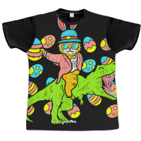 Cat Easter Bunny Riding Dino Trex Egg Hunt Dinosau Graphic T-shirt | Artistshot