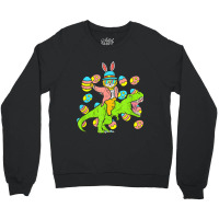 Cat Easter Bunny Riding Dino Trex Egg Hunt Dinosau Crewneck Sweatshirt | Artistshot