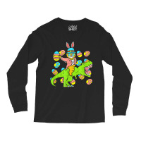 Cat Easter Bunny Riding Dino Trex Egg Hunt Dinosau Long Sleeve Shirts | Artistshot