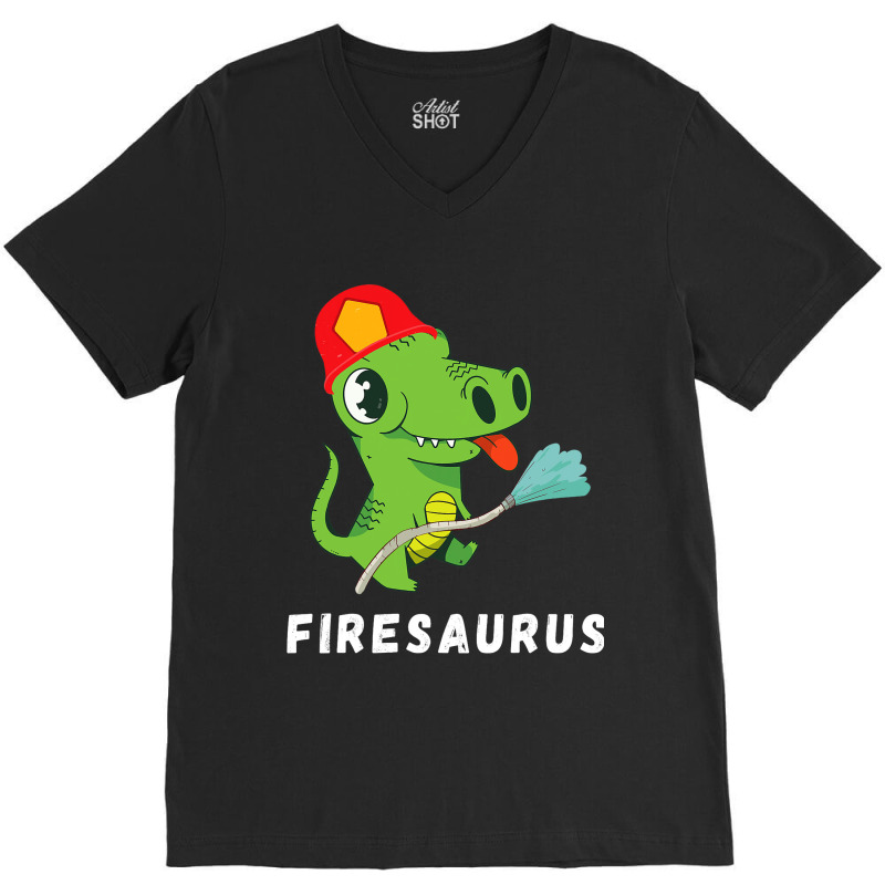 Firefighter Volunteer Fireman Dinosaur Funny Dino  V-neck Tee | Artistshot