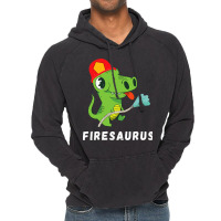 Firefighter Volunteer Fireman Dinosaur Funny Dino  Vintage Hoodie | Artistshot