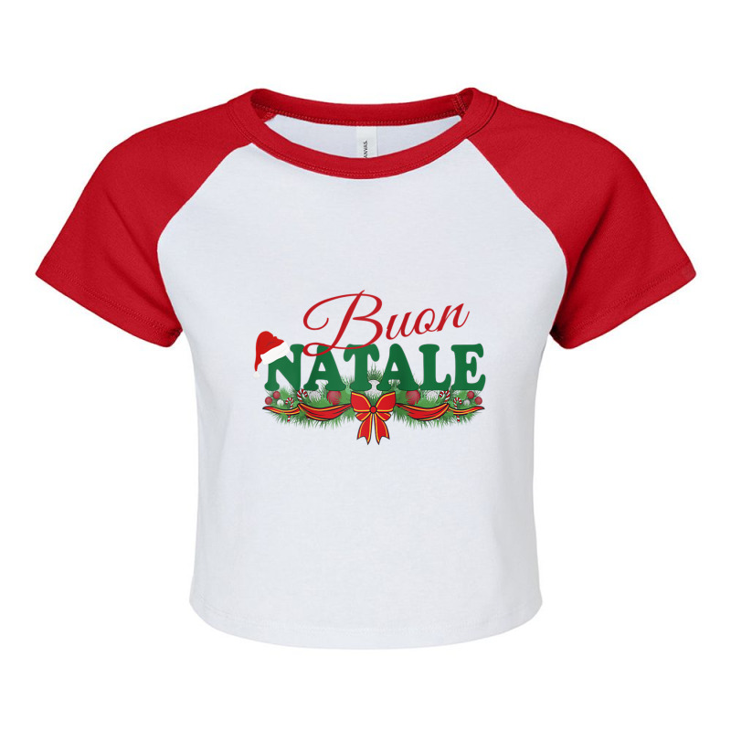 Italian Christmas Design Tanti Auguri Buon Natale Raglan Baseball Tee Raglan Crop Top by cm-arts | Artistshot