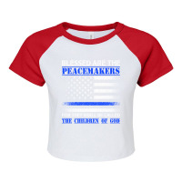 Blessed Are The Peacemakers   Blue Line Police Bible Verse Pullover Ho Raglan Crop Top | Artistshot