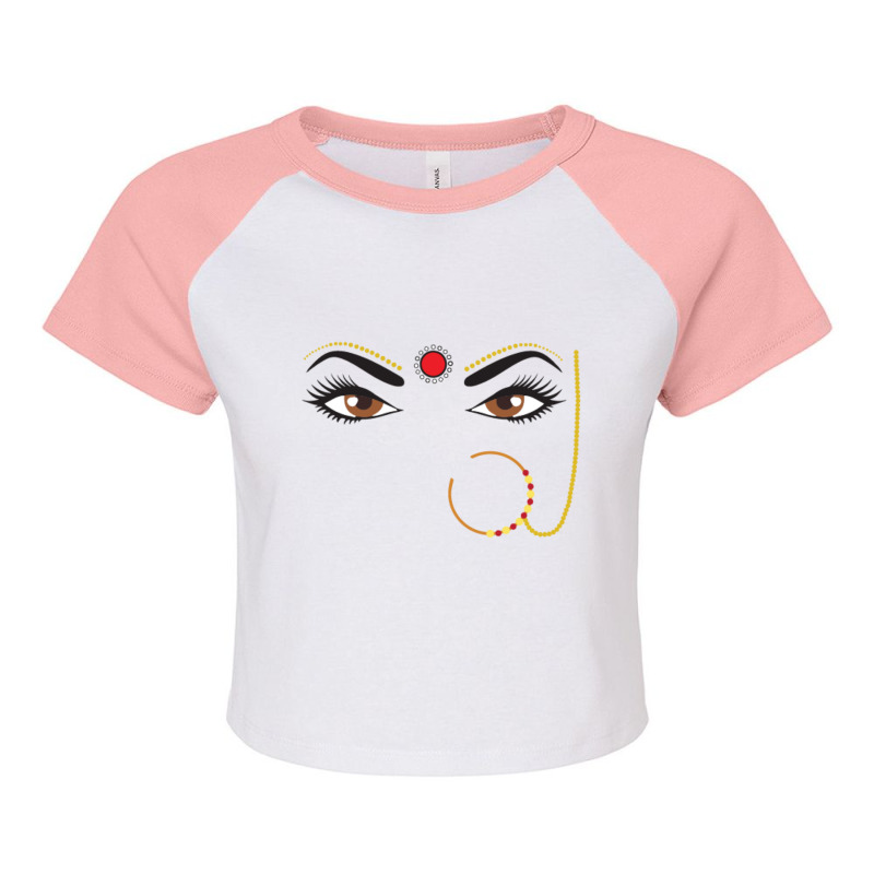 Bindhi Indian Desi Culture Girly Traditional Nose Ring Pin Raglan Crop Top by cm-arts | Artistshot