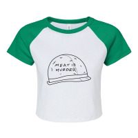 Meat Is Murder Helmet Raglan Crop Top | Artistshot