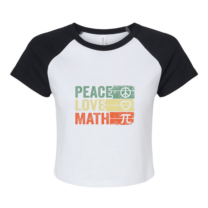 Peace Love Math Vintage Math Nerd Retro Math Teacher Raglan Crop Top by kentuckykonpha9 | Artistshot