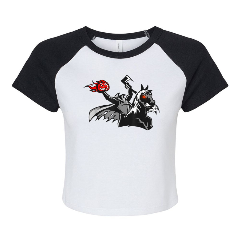 Halloween Headless Horseman Pumpkin Reaper T Shirt Raglan Crop Top by cm-arts | Artistshot