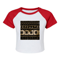 Latvian Traditional Pagan Symbols Of Luck And Light In Gold Raglan Crop Top | Artistshot