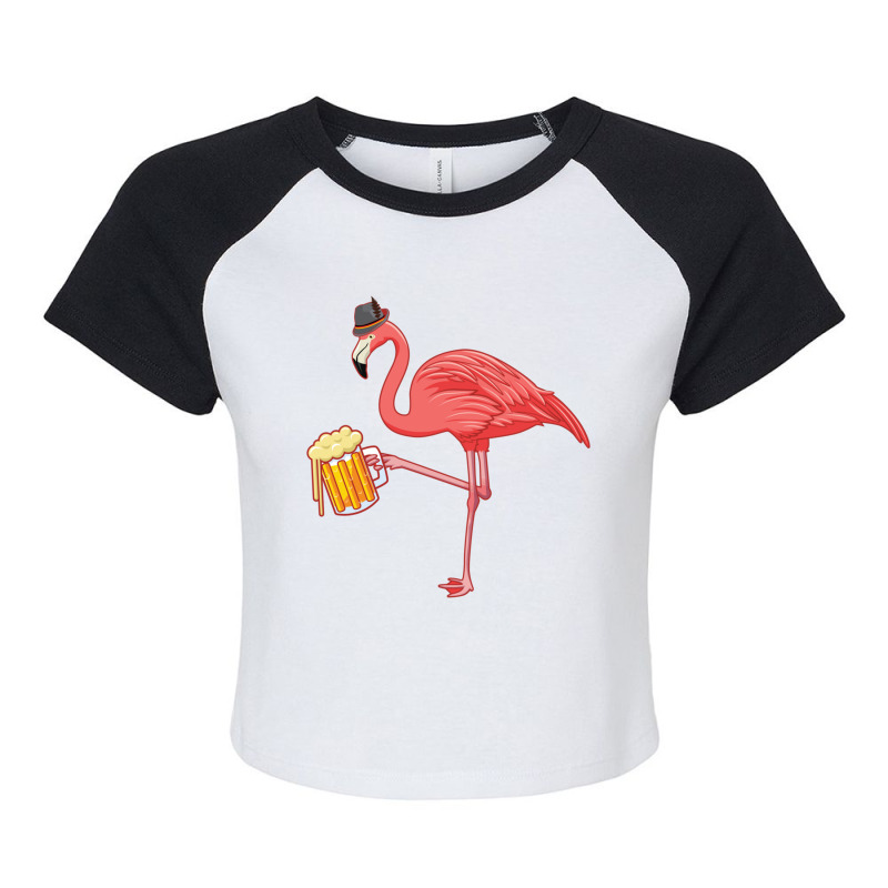 Beer Drinking Flamingo Drinker Wading Bird Oktoberfest Gift Sweatshirt Raglan Crop Top by cm-arts | Artistshot