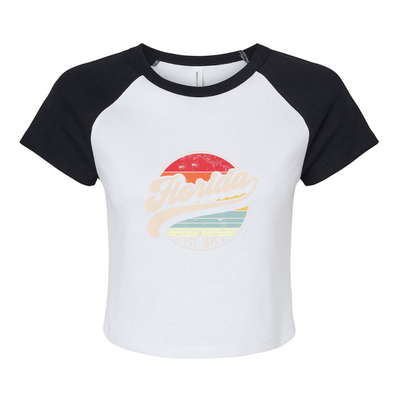 Retro Florida Home State Fl Cool 70s Style Sunset Raglan Crop Top by Kosdapen517 | Artistshot